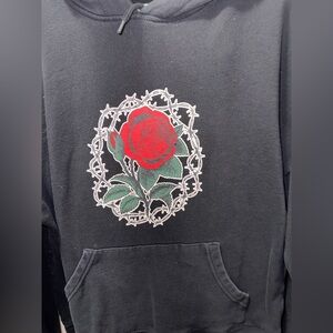 Empyre Black Sweater with Red Rose Design